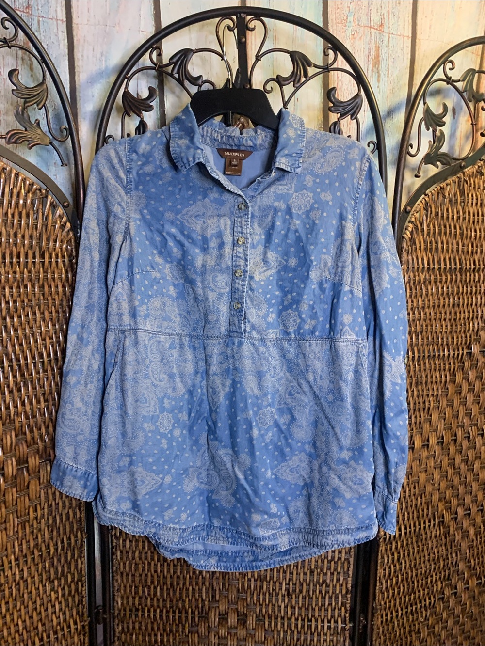 Multiples Paisley Long Sleeve Top Size S